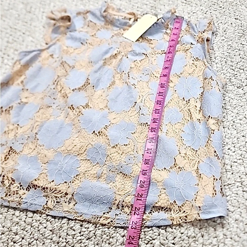 ❎💲SOLD 💲❎ NWT Nude & Periwinkle lined Floral Lace Sleeveless Blouse sz L - Picture 14 of 16